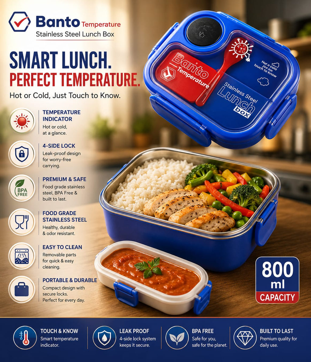 Kids' Smart Temperature Lunch Box – Stainless Steel, Leak-Proof