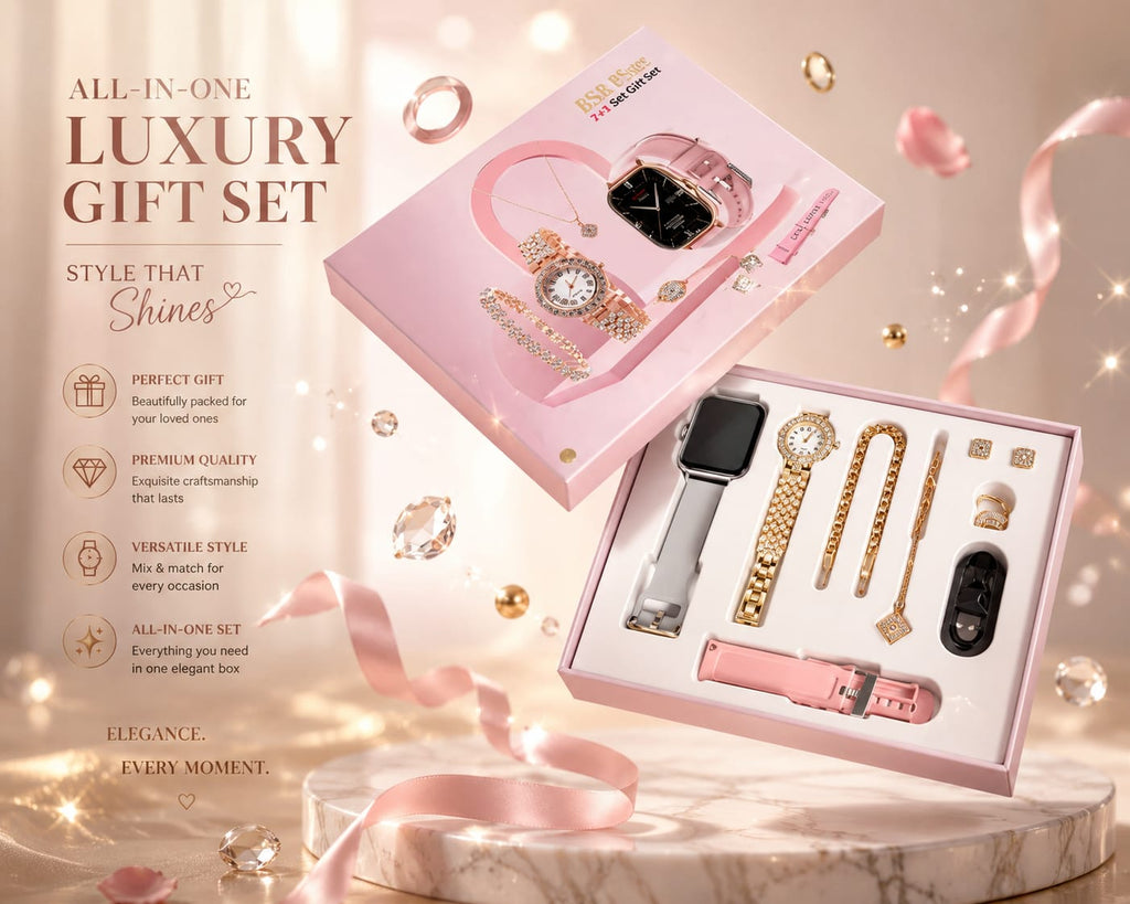 A58 7+1 Luxury Gift Set – All-in-One Women's Watch & Jewelry Box