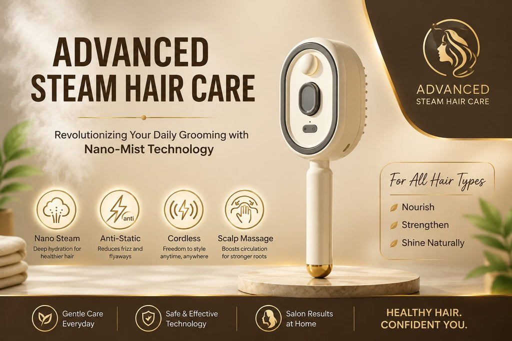 Advanced Steam Hair Care Brush – Nano-Mist Technology with Red Light & Scalp Massage