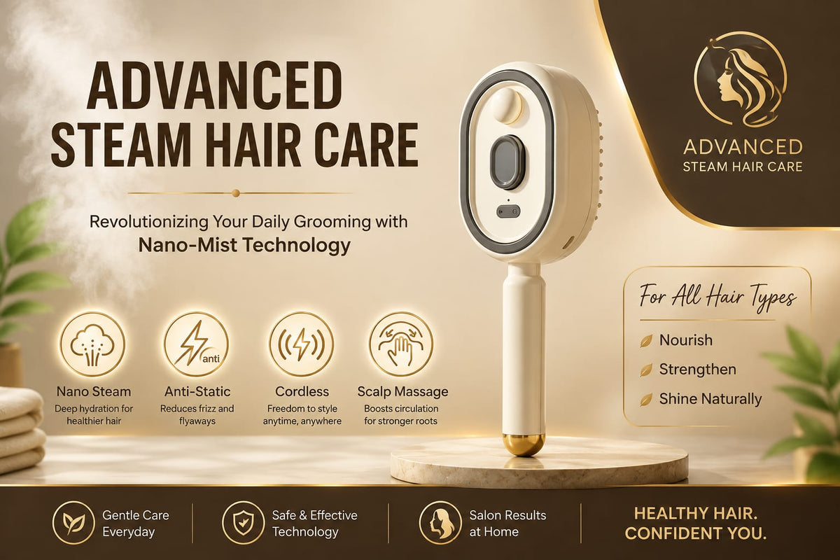 Advanced Steam Hair Care Brush – Nano-Mist Technology with Red Light & Scalp Massage