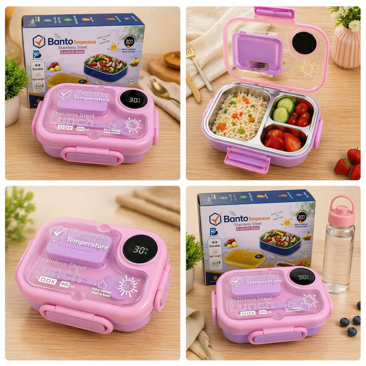 Kids' Smart Temperature Lunch Box – Stainless Steel, Leak-Proof